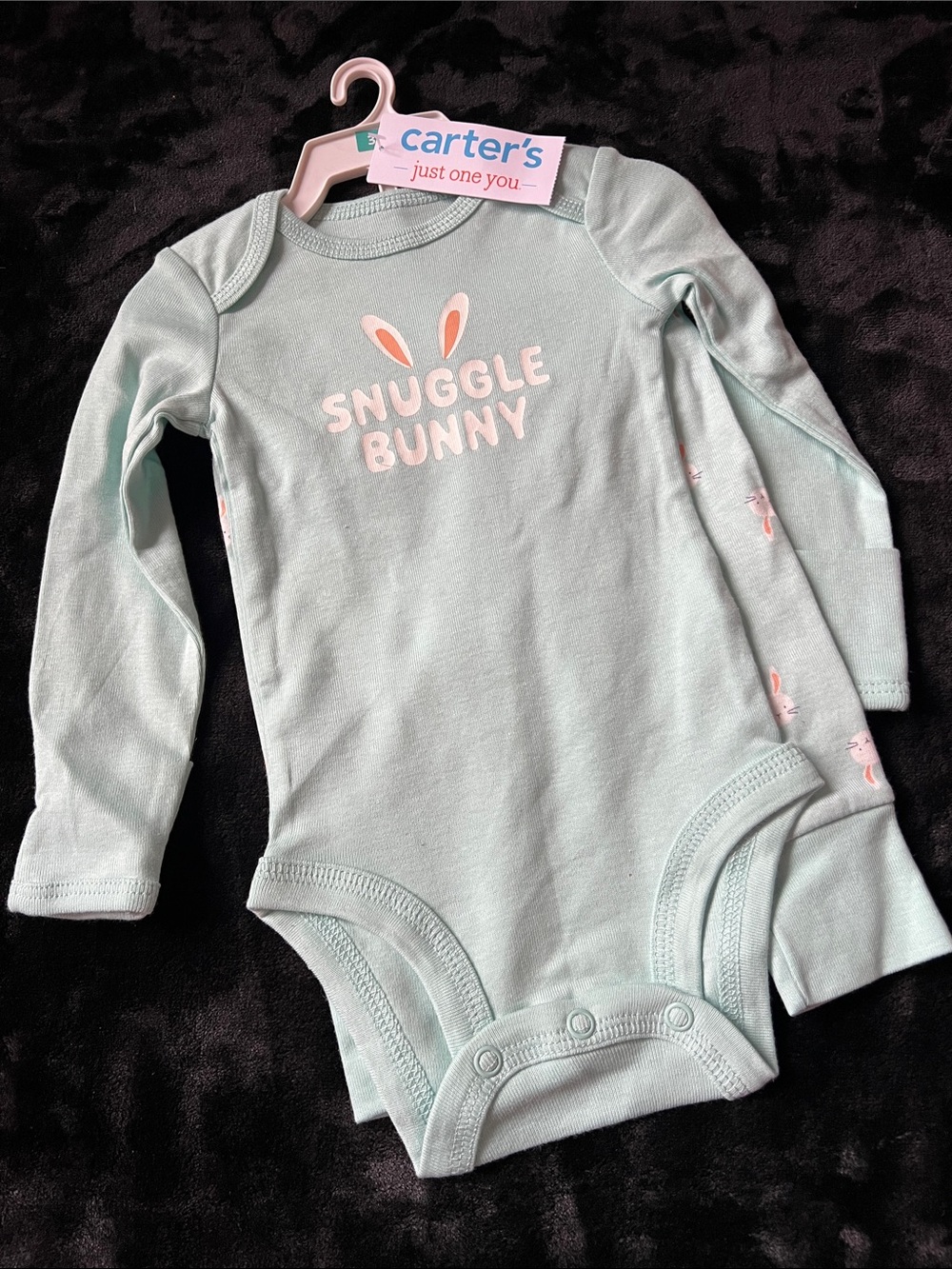 Carter's Light Mint 'Snuggle Bunny' Long-Sleeve One-Piece